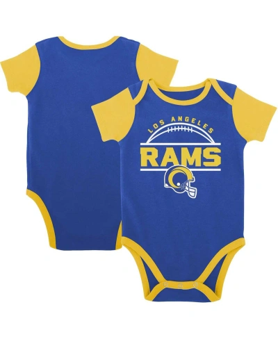 Outerstuff Baby Boys And Girls Royal, Gold Los Angeles Rams Home Field Advantage Three-piece Bodysuit, Bib And In Royal,gold