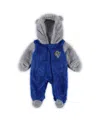 Outerstuff Baby Boys And Girls Royal, Gray Los Angeles Rams Game Nap Teddy Fleece Bunting Full-zip Sleeper In Royal,gray