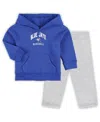 OUTERSTUFF BABY BOYS AND GIRLS ROYAL, HEATHER GRAY TORONTO BLUE JAYS PLAY BY PLAY PULLOVER HOODIE AND PANTS SET