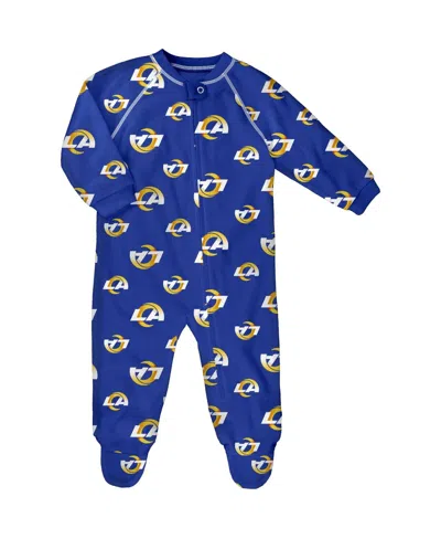 OUTERSTUFF BABY BOYS AND GIRLS ROYAL LOS ANGELES RAMS ALLOVER PRINT RAGLAN FULL-ZIP JUMPER