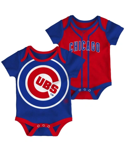 Outerstuff Baby Boys And Girls Royal, Red Chicago Cubs Double 2-pack Bodysuit Set In Royal,red