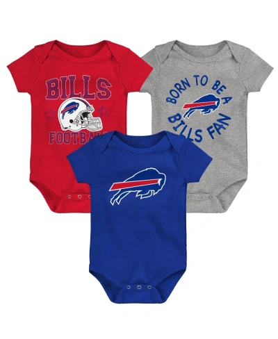 Outerstuff Baby Boys And Girls Royal, Red, Gray Buffalo Bills Born To Be 3-pack Bodysuit Set In Royal,red,gray