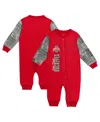 Outerstuff Baby Boys And Girls Scarlet Ohio State Buckeyes Playbook Colorblock Long Sleeve Coveralls In Scarlet