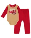 Outerstuff Baby Boys And Girls Scarlet San Francisco 49ers Double Up Long Sleeve Bodysuit And Pants Set In Scarlet