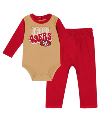 Outerstuff Baby Boys And Girls Scarlet San Francisco 49ers Double Up Long Sleeve Bodysuit And Pants Set