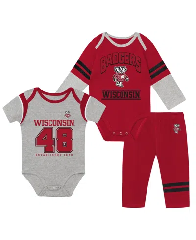 Outerstuff Baby Boys' And Girls' Screen-printed Bodysuits And Pants, 3-piece Set In Red