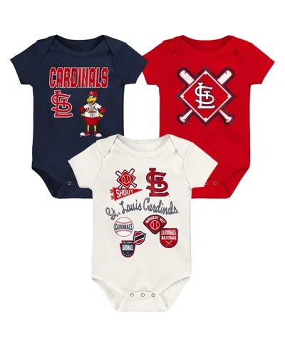 Outerstuff Baby Boys' And Girls' St. Louis Cardinals Screen-print Bodysuits, 3-piece Set In Multi