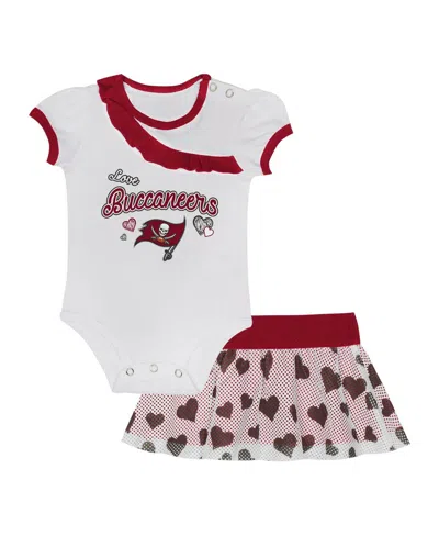 Outerstuff Kids' Baby Boys And Girls Tampa Bay Buccaneers Love My Team Bodysuit Skirt Set In White