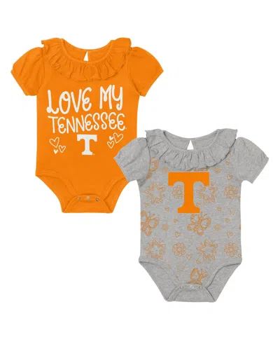 Outerstuff Baby Boys' And Girls' Tennessee Volunteers Playtime Short-sleeve Ruffle Bodysuit Set, 2-pack In Multi