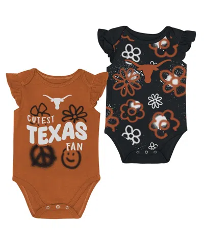 Outerstuff Kids' Baby Boys And Girls Texas Orange/black Texas Longhorns Little Sunshine 2-piece Bodysuit Set In Multi