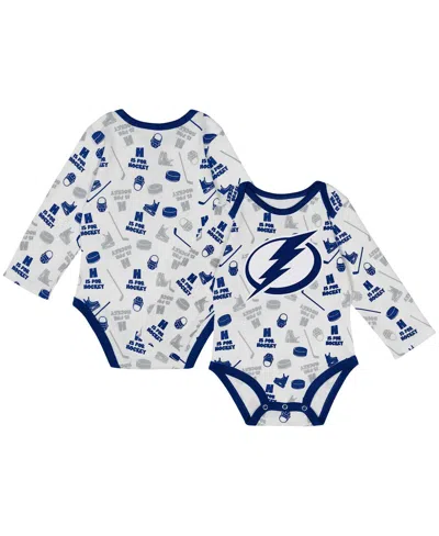 Outerstuff Baby Boys And Girls White Tampa Bay Lightning Quick Learner Long Sleeve Bodysuit In Multi