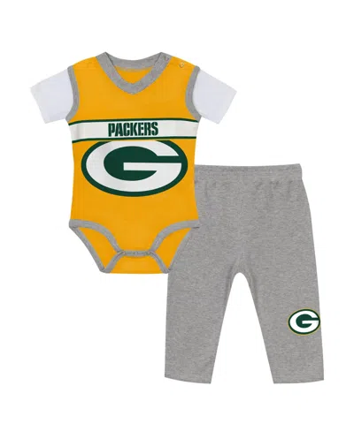 Outerstuff Kids' Baby Boys' Green Bay Packers Jersey Short-sleeve Cotton Bodysuit And Pants Set In Multi
