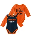 Outerstuff Newborn & Infant Orange/navy Chicago Bears Little Player Long Sleeve 2-pack Bodysuit Set In Orange,navy
