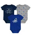 Outerstuff Baby Dallas Cowboys Team Starter 3-pack Bodysuit Set In Navy,gray