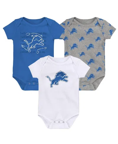Outerstuff Baby Detroit Lions Team Starter 3-pack Bodysuit Set In Blue