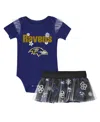 Outerstuff Baby Girls 2-piece Baltimore Ravens My Team Rocks Bodysuit And Skirt Set In Blue