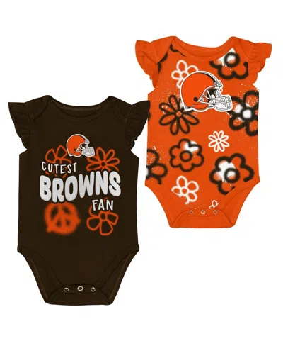 OUTERSTUFF BABY GIRLS 2-PIECE CLEVELAND BROWNS THE SUNSHINE BODYSUIT SET