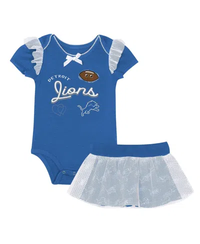 Outerstuff Kids' Baby Girls' Blue Detroit Lions Melted Hearts Printed Bodysuit And Skirt Set