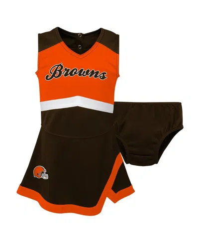 Outerstuff Baby Girls Brown Cleveland Browns Cheer Captain Jumper Dress In Multi