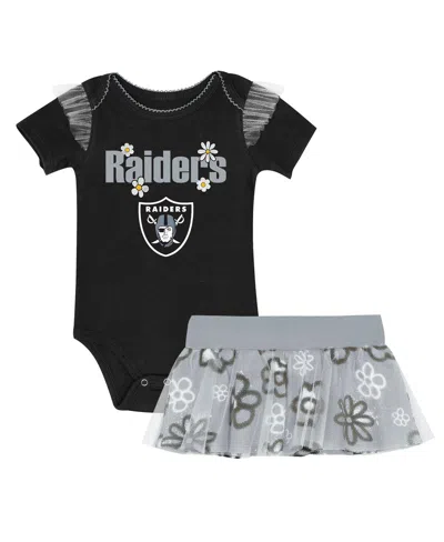 Outerstuff Kids' Baby Girls Las Vegas Raiders My Team Rocks Bodysuit And Skirt Set In Multi