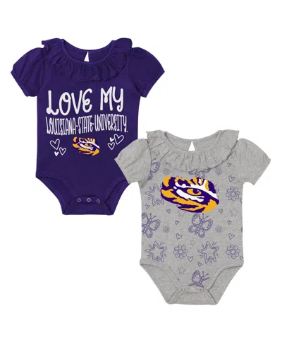 Outerstuff Baby Girls' Lsu Tigers Playtime Ruffle Bodysuits, 2-piece Set In Multi