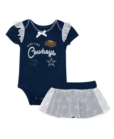 Outerstuff Kids' Baby Girls' Navy Dallas Cowboys Melted Hearts Creeper And Skirt Set