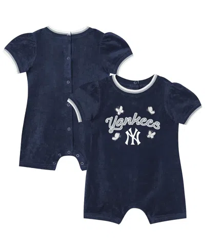 Outerstuff Baby Girls Navy New York Yankees Wind-up Coverall Shorts In Blue