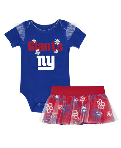 Outerstuff Kids' Baby Girls New York Giants My Team Rocks Bodysuit And Skirt Set In Blue