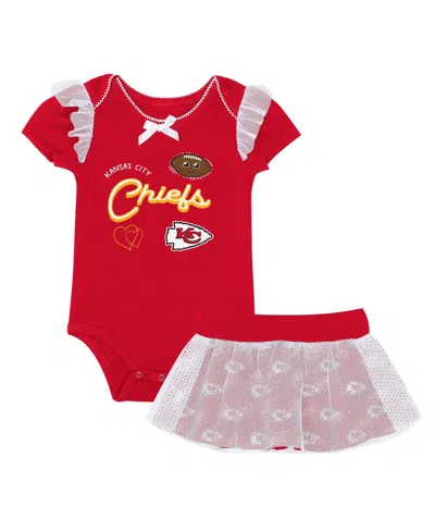 Outerstuff Kids' Baby Girls' Red Kansas City Chiefs Melted Hearts Printed Bodysuit And Skirt Set