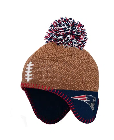 Outerstuff Kids' Baby New England Patriots Pom-pom Ear Flaps Beanie In Brown