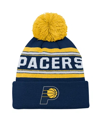 Outerstuff Kids' Backboard Jacquard Cuffed Knit With Pom Navy Indiana Pacers Hat