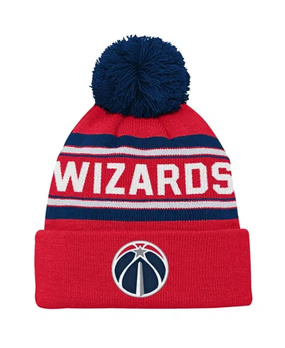 Outerstuff Kids' Backboard Jacquard Cuffed Knit With Pom Red Washington Wizards Hat
