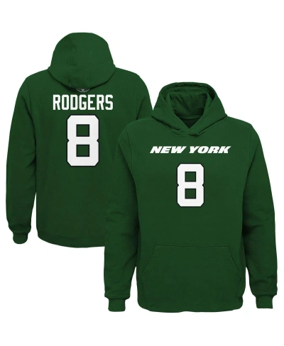 Outerstuff Kids' Big Boys Aaron Rodgers Green New York Jets Mainliner Player Name And Number Pullover Hoodie