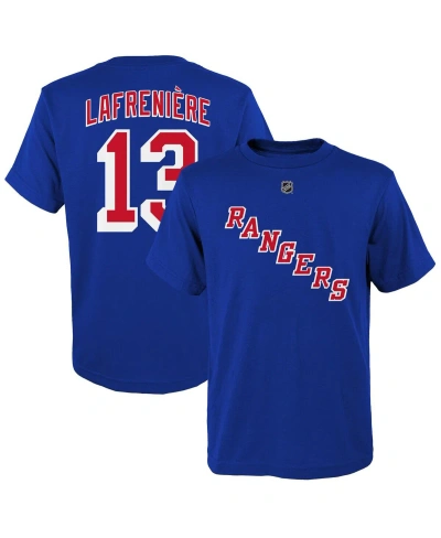 Outerstuff Kids' Big Boys Alexis Lafreniere Blue New York Rangers Player Name And Number T-shirt