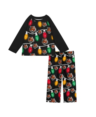 OUTERSTUFF BIG BOYS AND GIRLS 2-PIECE CINCINNATI BENGALS GARLAND HOLIDAY LONG SLEEVE PAJAMA SET