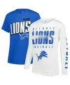 Outerstuff Big Boys And Girls 2-piece Detroit Lions The Mix Combo T-shirt Set In Blue