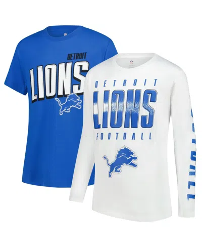 Outerstuff Kids' Big Boys And Girls 2-piece Detroit Lions The Mix Combo T-shirt Set In Blue