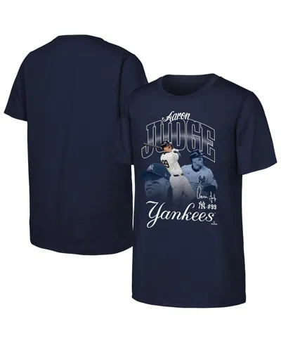 Outerstuff Kids' Big Boys And Girls Aaron Judge Navy New York Yankees Triple Player Graphic T-shirt In Blue