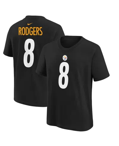 Outerstuff Kids' Big Boys And Girls Aaron Rodgers Black Pittsburgh Steelers Player Name Number T-shirt
