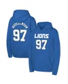 Outerstuff Big Boys And Girls Aidan Hutchinson Blue Detroit Lions Mainliner Player Name Number Pullover Hoodie In Blue