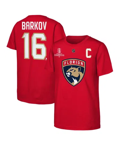 Outerstuff Kids' Big Boys And Girls Aleksander Barkov Red Florida Panthers 2025 Stanley Cup Champions Name Number T-s