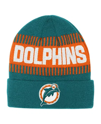 Outerstuff Babies' Big Boys And Girls Aqua Miami Dolphins Bright Lights Cuffed Knit Hat In Green