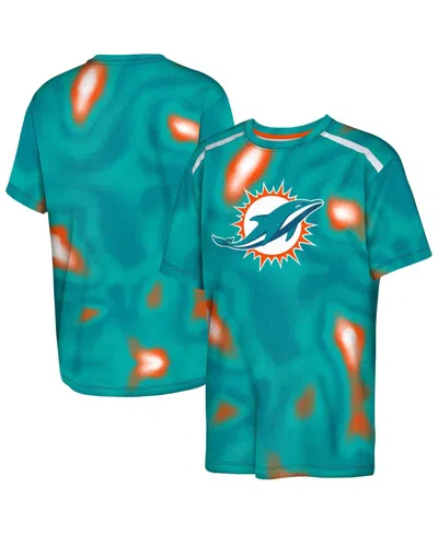 Outerstuff Kids' Big Boys And Girls Aqua Miami Dolphins End Zone Dri-tek T-shirt In Green