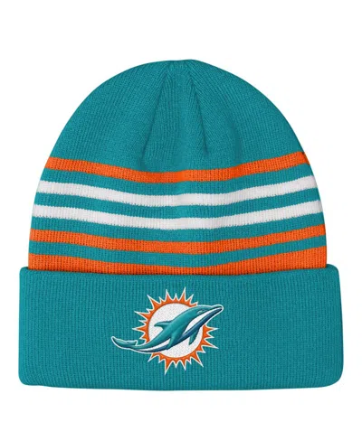Outerstuff Babies' Big Boys And Girls Aqua Miami Dolphins Essentials Cuffed Knit Hat In Green