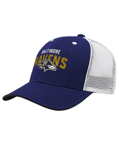 Outerstuff Kids' Big Boys And Girls Baltimore Ravens Core Lockup Trucker Mesh Hat In Blue