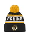 Outerstuff Big Boys And Girls Black Boston Bruins Jacquard Cuffed Knit With Pom Hat In Black