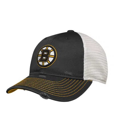 Outerstuff Big Boys And Girls Black Boston Bruins Slouch Trucker Adjustable Hat In Multi