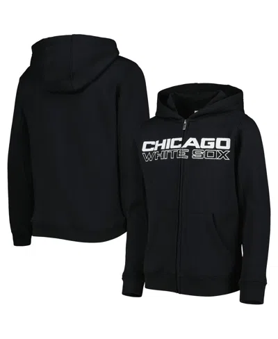 Outerstuff Kids' Big Boys And Girls Black Chicago White Sox Wordmark Full-zip Fleece Hoodie