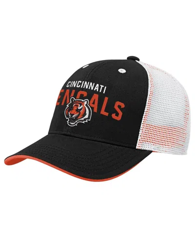 Outerstuff Kids' Big Boys And Girls Black Cincinnati Bengals Core Lockup Trucker Adjustable Hat In Animal Print