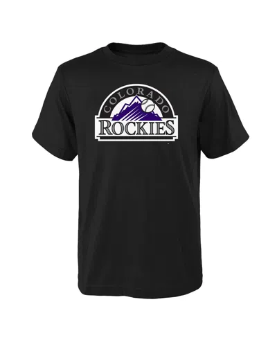 Outerstuff Kids' Big Boys And Girls Black Colorado Rockies Logo Primary Team T-shirt